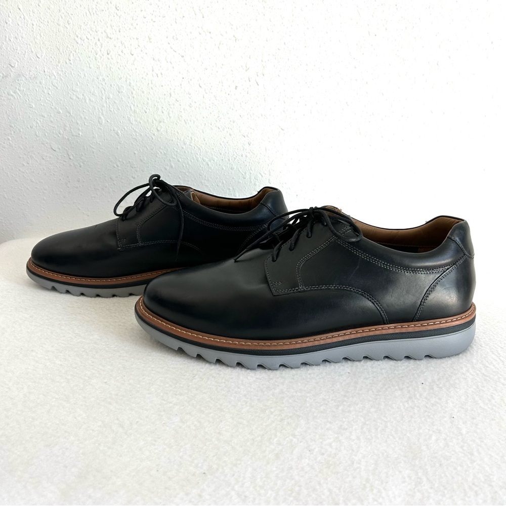 Johnston & Murphy Braydon Plain Toe Shoes Black Full Grain Leather Men Size 12 W